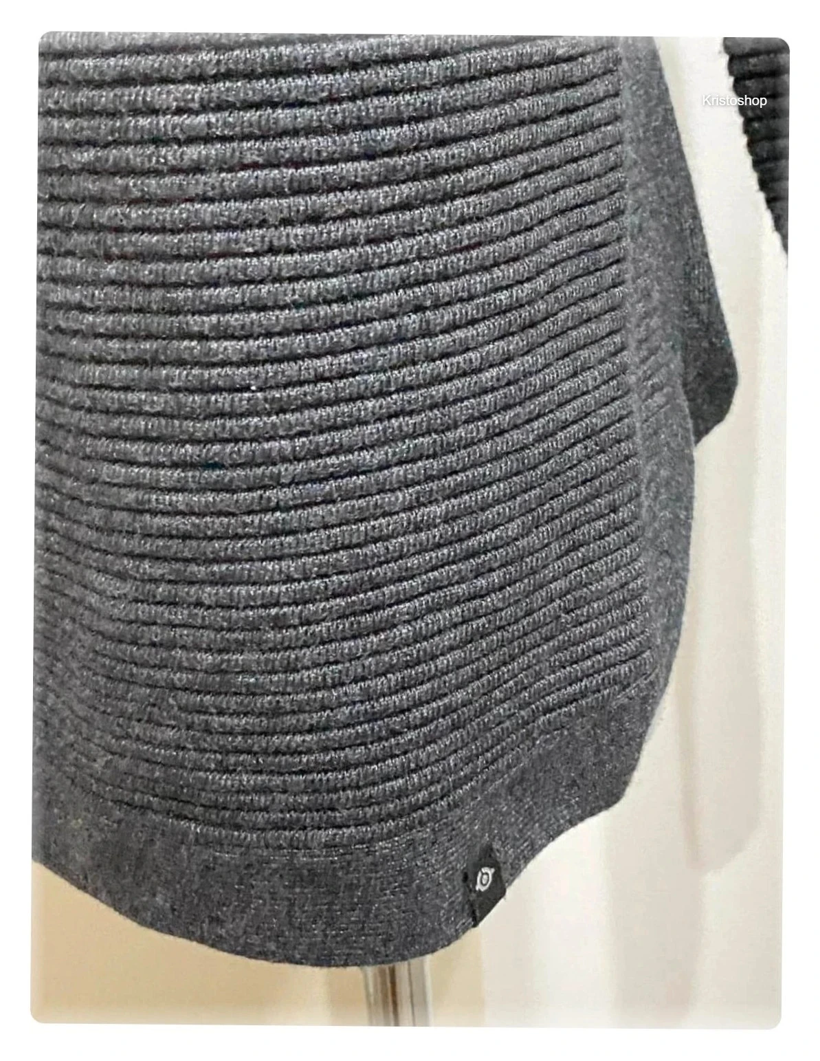 Bonobo round neck crew neck ribbed long sleeve grey sweatshirt Size S – photo 3